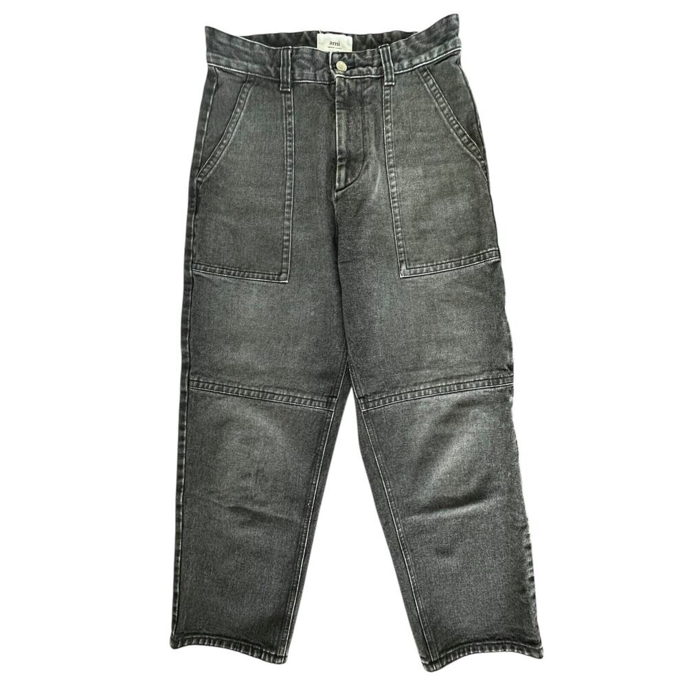 Ami Alexandre Matussi Men's Baggy Cargo Jeans Size M Washed Black